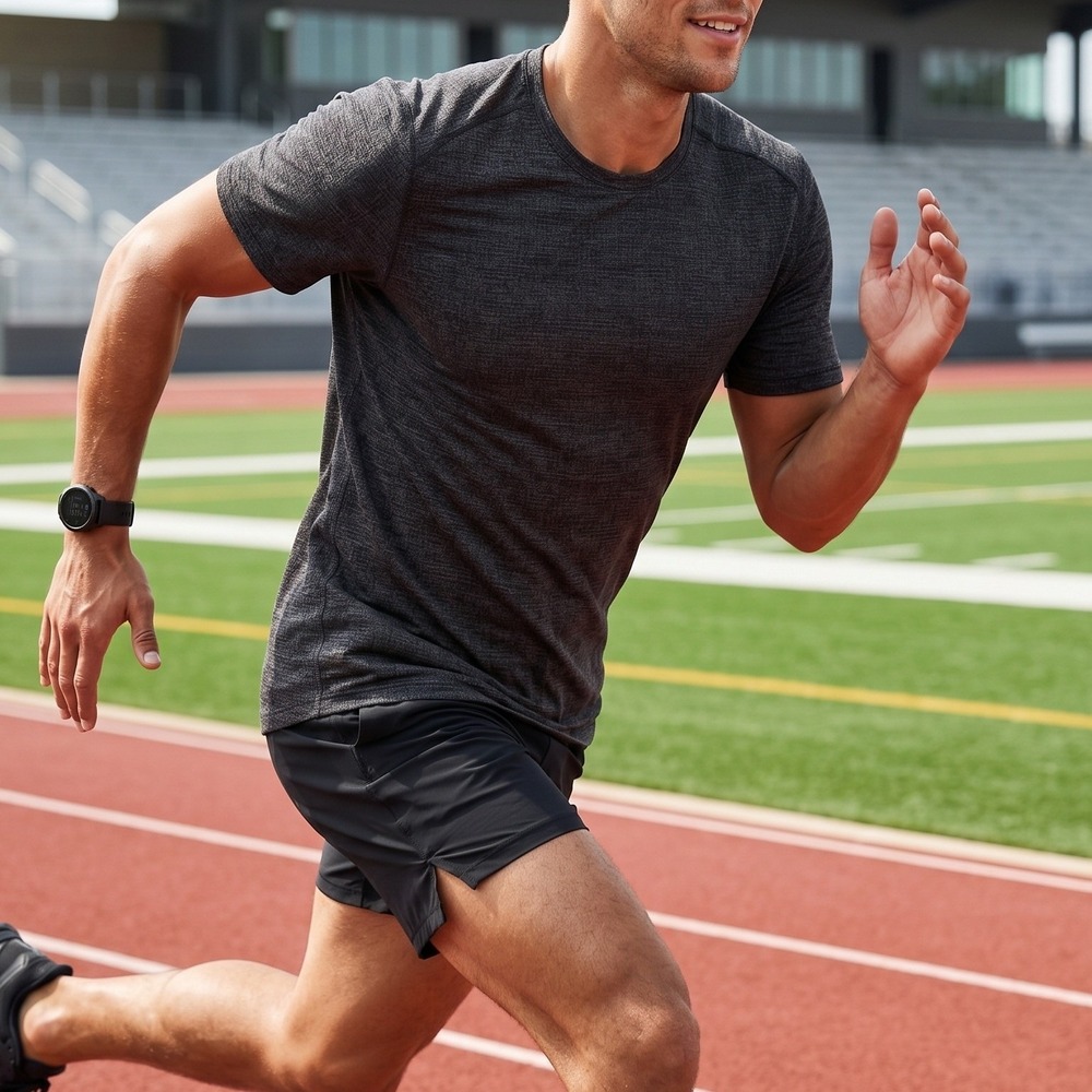 Lululemon Activewear Training Tee Shirt Short Sleeve Men Gray Crosshatch Heather
